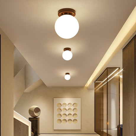 Geometric Flush Mount Ceiling Light Fixture - Modern Wooden Design (1-Light Brown)