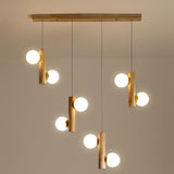 Nordic Opal Glass Ball Pendant Light - Modern Hanging Fixture For Dining Room 8 / Wood