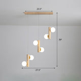 Nordic Opal Glass Ball Pendant Light - Modern Hanging Fixture For Dining Room 6 / Wood