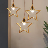 Nordic Star Wood Pendant Lighting - 3-Light Restaurant Hanging Fixture
