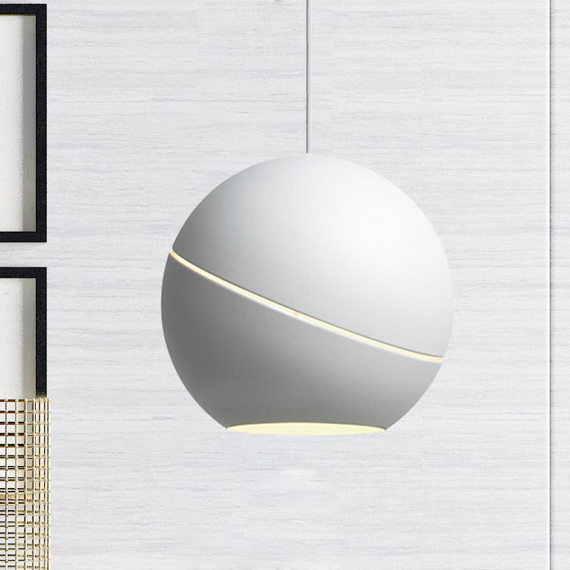 Minimalist Metallic Pendant Light For Living Room - Black/Pewter Spherical Hanging Fixture