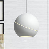 Minimalist Metallic Pendant Light For Living Room - Black/Pewter Spherical Hanging Fixture