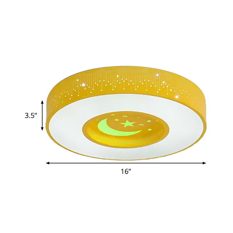 Macaron Acrylic Led Ceiling Lamp - Blue/Yellow/Green 16’/19.5’/23.5’ Round Flush Mount