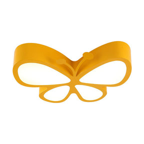 Butterfly Led Flush Mount Light - Nursery Ceiling Lamp Cartoon Metal Design Yellow / 18’ White