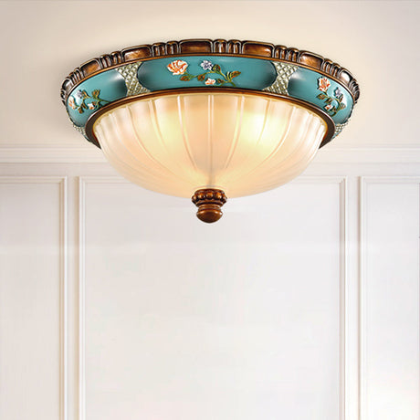 Vintage Frosted Glass Dome Flush-Mount Bedroom Ceiling Light