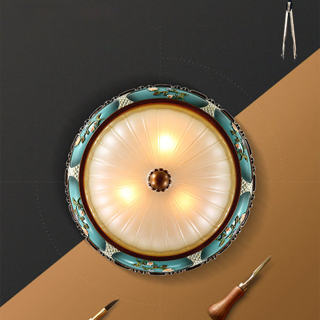 Vintage Frosted Glass Dome Flush-Mount Bedroom Ceiling Light