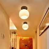 Rustic Metal Small Ceiling Lamp - Black Finish With Shaded Design For Corridors Flush Mount Light