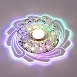 Minimalist Clear Led Crystal Flower Flush Mount Light For Corridor / Multi Color