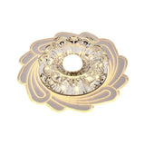 Minimalist Clear Led Crystal Flower Flush Mount Light For Corridor
