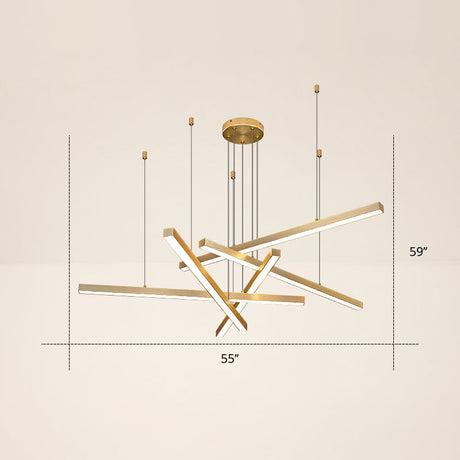Adjustable Line Art Pendant Lamp: Minimalist Metal Led Chandelier For Bedroom Ceiling 5 / Gold Third