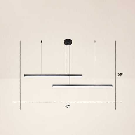 Adjustable Line Art Pendant Lamp: Minimalist Metal Led Chandelier For Bedroom Ceiling 2 / Black