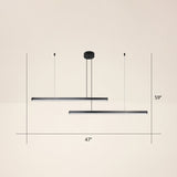 Adjustable Line Art Pendant Lamp: Minimalist Metal Led Chandelier For Bedroom Ceiling 2 / Black