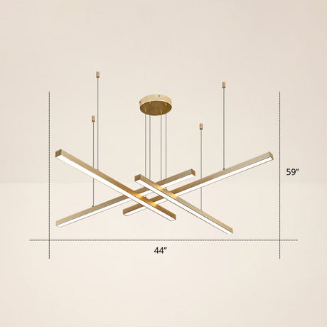 Adjustable Line Art Pendant Lamp: Minimalist Metal Led Chandelier For Bedroom Ceiling 4 / Gold Third