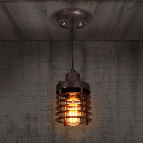Industrial Wire Cage Pendant Light Fixture - Black/Rust Finish Rust / 1