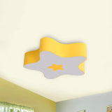 Modern Cartoon Ceiling Light: Acrylic Metal Flush Mount For Game Room Yellow / 18’ White