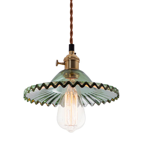 Nordic Radial Wave Glass Pendant Light - 1-Light Dining Room Ceiling Fixture