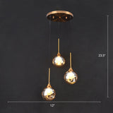 Minimalist Glass Pendant Light With 3-Head Design For Dining Room And Multiple Hanging Options Amber