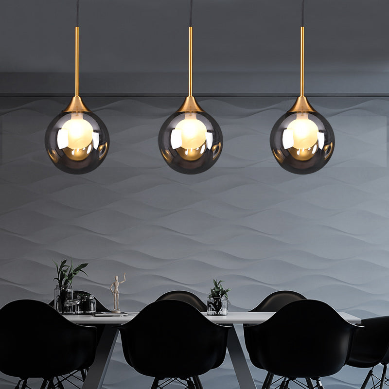 Minimalist Glass Pendant Light With 3-Head Design For Dining Room And Multiple Hanging Options
