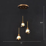 Minimalist Glass Pendant Light With 3-Head Design For Dining Room And Multiple Hanging Options Smoke