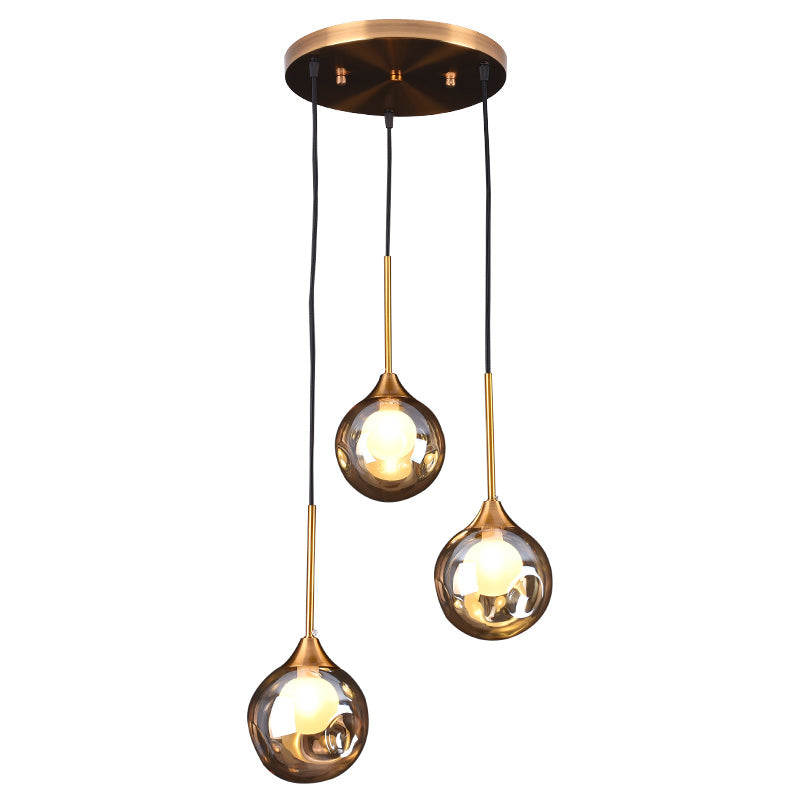 Minimalist Glass Pendant Light With 3-Head Design For Dining Room And Multiple Hanging Options