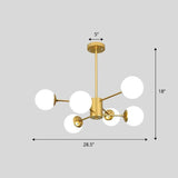 Frosted White Glass Chandelier - Postmodern Suspension Light With Burst Design 6 / Gold