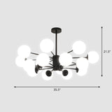 Frosted White Glass Chandelier - Postmodern Suspension Light With Burst Design 16 / Black