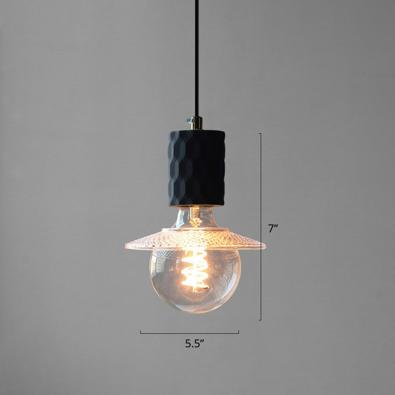 Cement Hanging Bare Bulb Pendant Light - Minimalist 1-Light Fixture For Restaurants Black / 5.5