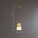 Minimalist Gold Marble Block Hanging Pendant Lamp For Bedroom / 4