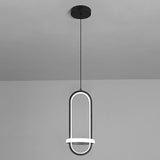 Modern Led Metal Bedside Pendant Chandelier With Halo Ring Black / White