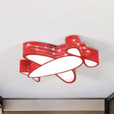 Cartoon Style Propeller Plane Ceiling Light For Kids Bedroom Red / White
