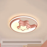 Modern Metal Crescent And Star Ceiling Mount Light - Flush For Nursing Room Pink / White
