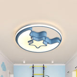 Modern Metal Crescent And Star Ceiling Mount Light - Flush For Nursing Room