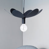 Modern Flower Metal Shade Pendant Ceiling Lamp - 12/19.5 Width 1 Light Black/White Living Room
