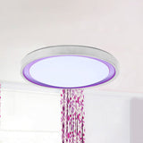 Contemporary Led Flush Light In Orange/Blue/Purple With Warm/White Glow - 14/16/20 Metal Circular