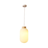 Modern Asian 1-Light Paper Pendant Lamp - White Capsule/Drum Design Corridor Lighting 5.5/8/12 Wide