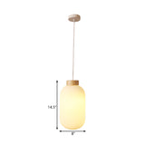 Modern Asian 1-Light Paper Pendant Lamp - White Capsule/Drum Design Corridor Lighting 5.5/8/12 Wide