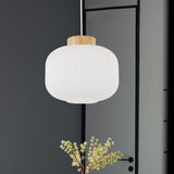 Modern Asian 1-Light Paper Pendant Lamp - White Capsule/Drum Design Corridor Lighting 5.5/8/12 Wide