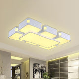 Contemporary Square Ceiling Mounted Led Pendant Light - 24/37 Wide Acrylic White Flush Mount / 37