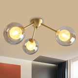 Global Semi Flush Mount Light Fixture In Gold With Clear/Amber/Smoke Glass And Led Lights - Perfect