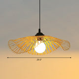 Chinese Style Bamboo Ceiling Pendant Light With Lotus Leaf Design Wood / 29.5