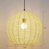 Minimalist Rattan Pendant Light For Restaurants - Sphere Shaped With 1 Head Yellow / 19.5