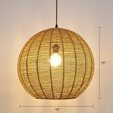 Minimalist Rattan Pendant Light For Restaurants - Sphere Shaped With 1 Head Wood / 16