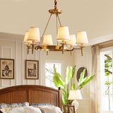 Gold Fabric Suspended Ceiling Chandelier: Minimalist Bedroom Lighting