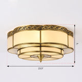 Vintage Opal Glass Floral Ceiling Light Brass Flush Mount Fixture For Bedroom 6 /