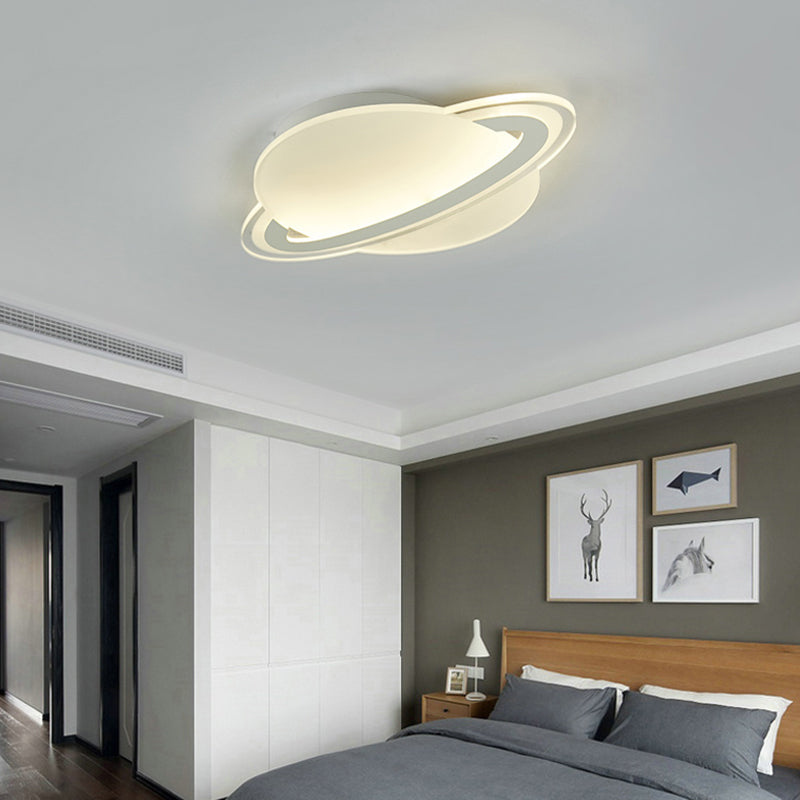Kids White Led Ceiling Mount Light With Unique Planet Shape For Bedrooms