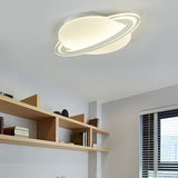 Kids White Led Ceiling Mount Light With Unique Planet Shape For Bedrooms