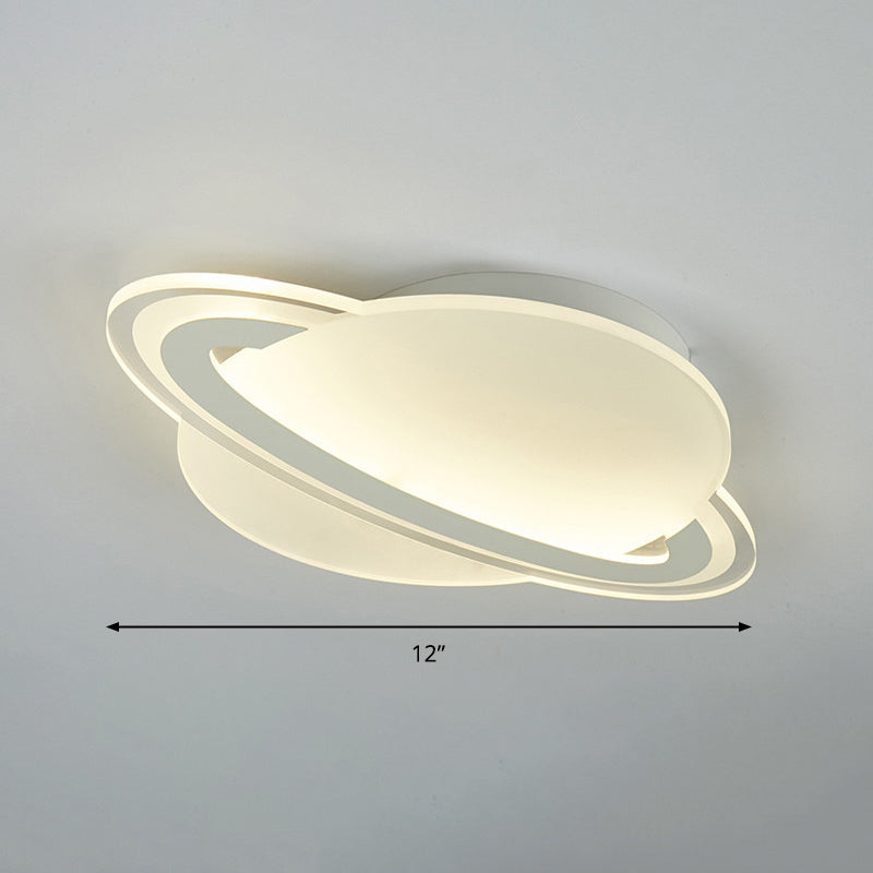 Kids White Led Ceiling Mount Light With Unique Planet Shape For Bedrooms / 12 Warm