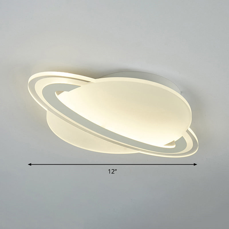 Kids White Led Ceiling Mount Light With Unique Planet Shape For Bedrooms / 12 Remote Control