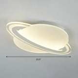 Kids White Led Ceiling Mount Light With Unique Planet Shape For Bedrooms / 23.5 Remote Control