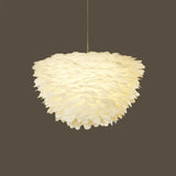 Minimalist White Floral Pendant Chandelier With Feather Suspension Lighting For Dining Room